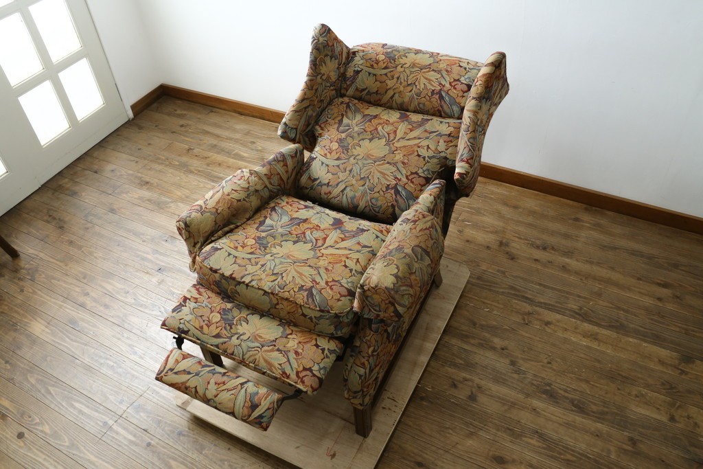 中古　美品　DREXEL HERITAGE(ドレクセルヘリテイジ)　花柄が目を引くリクライニングソファ　(R-087496)