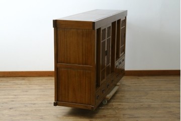 中古　美品　タモ材　格子戸の水屋箪笥サイドボード　(R-087499)