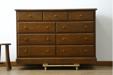 中古　北海道勇峰工芸　ナラ材　木肌が美しいチェスト　(R-087504)