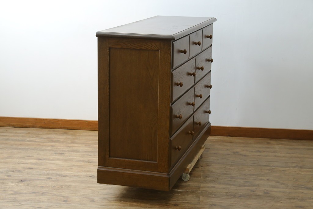 中古　北海道勇峰工芸　ナラ材　木肌が美しいチェスト　(R-087504)