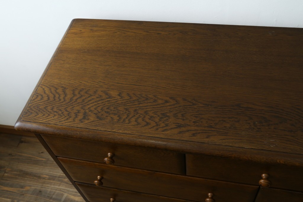 中古　北海道勇峰工芸　ナラ材　木肌が美しいチェスト　(R-087504)