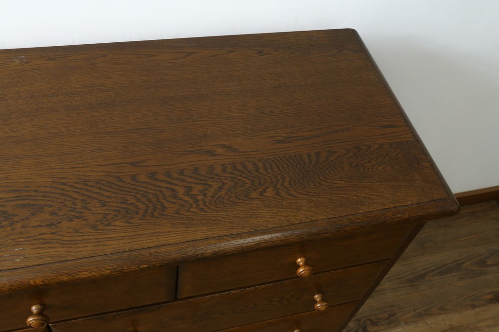 中古　北海道勇峰工芸　ナラ材　木肌が美しいチェスト　(R-087504)