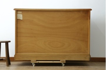 中古　北海道勇峰工芸　ナラ材　木肌が美しいチェスト　(R-087504)