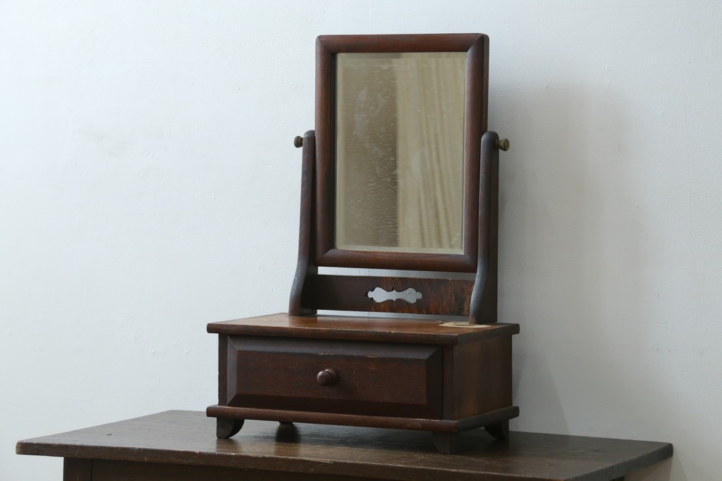 中古　松本民芸家具　欅材　和洋折衷の空間に馴染みの良い524型小鏡台　(R-087506)