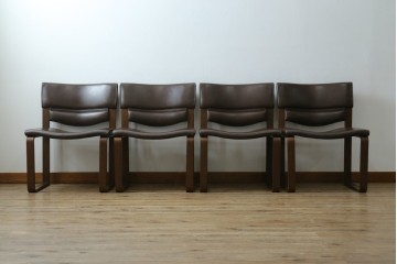 中古　美品　CONDE HOUSE(カンディハウス)　BOLS(ボルス)　本革シートのダイニングチェア4脚セット　現行定価(4脚合計)約64万円　(R-087507)