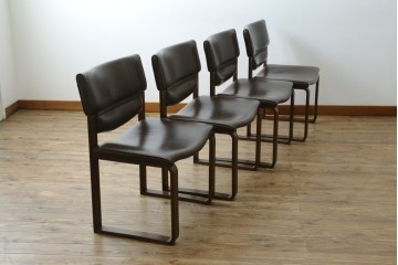 中古　美品　CONDE HOUSE(カンディハウス)　BOLS(ボルス)　本革シートのダイニングチェア4脚セット　現行定価(4脚合計)約64万円　(R-087507)