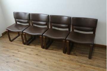 中古　美品　CONDE HOUSE(カンディハウス)　BOLS(ボルス)　本革シートのダイニングチェア4脚セット　現行定価(4脚合計)約64万円　(R-087507)