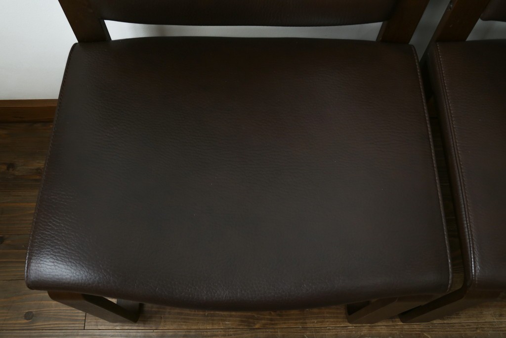 中古　美品　CONDE HOUSE(カンディハウス)　BOLS(ボルス)　本革シートのダイニングチェア4脚セット　現行定価(4脚合計)約64万円　(R-087507)