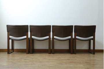 中古　美品　CONDE HOUSE(カンディハウス)　BOLS(ボルス)　本革シートのダイニングチェア4脚セット　現行定価(4脚合計)約64万円　(R-087507)