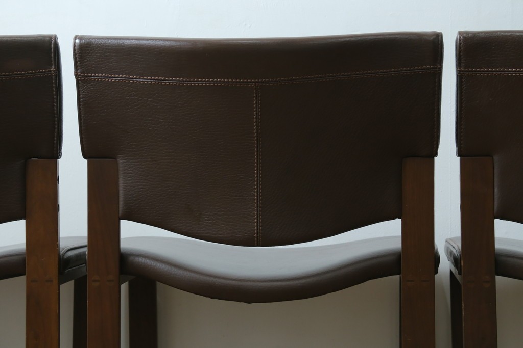 中古　美品　CONDE HOUSE(カンディハウス)　BOLS(ボルス)　本革シートのダイニングチェア4脚セット　現行定価(4脚合計)約64万円　(R-087507)