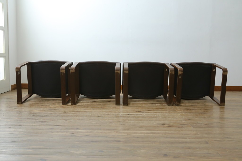 中古　美品　CONDE HOUSE(カンディハウス)　BOLS(ボルス)　本革シートのダイニングチェア4脚セット　現行定価(4脚合計)約64万円　(R-087507)