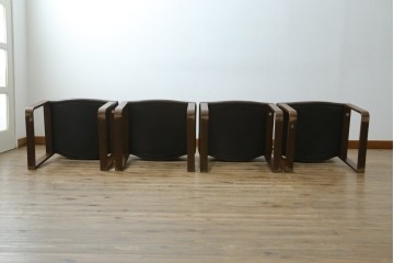 中古　美品　CONDE HOUSE(カンディハウス)　BOLS(ボルス)　本革シートのダイニングチェア4脚セット　現行定価(4脚合計)約64万円　(R-087507)