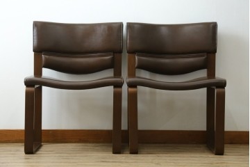 中古　美品　CONDE HOUSE(カンディハウス)　BOLS(ボルス)　本革シートのダイニングチェア2脚セット　現行定価(2脚合計)約32万円　(R-087507)