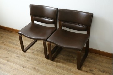 中古　美品　CONDE HOUSE(カンディハウス)　BOLS(ボルス)　本革シートのダイニングチェア2脚セット　現行定価(2脚合計)約32万円　(R-087507)