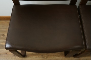 中古　美品　CONDE HOUSE(カンディハウス)　BOLS(ボルス)　本革シートのダイニングチェア2脚セット　現行定価(2脚合計)約32万円　(R-087507)