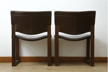 中古　美品　CONDE HOUSE(カンディハウス)　BOLS(ボルス)　本革シートのダイニングチェア2脚セット　現行定価(2脚合計)約32万円　(R-087507)