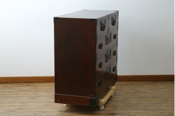 中古　美品　仙台民藝箪笥(仙台箪笥)　重厚な金具と力強い木目が印象的な整理箪笥　(R-087510)