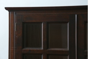 和製ヴィンテージ　松本民芸家具　落ち着いた格子ガラスが魅力のA型面取書棚　(R-087511)