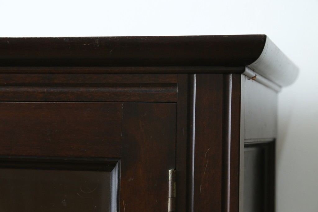 和製ヴィンテージ　松本民芸家具　落ち着いた格子ガラスが魅力のA型面取書棚　(R-087511)