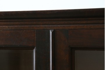 和製ヴィンテージ　松本民芸家具　落ち着いた格子ガラスが魅力のA型面取書棚　(R-087511)