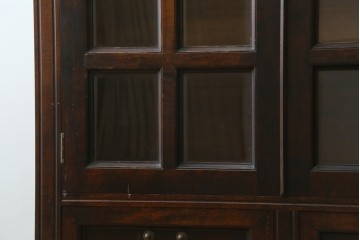 和製ヴィンテージ　松本民芸家具　落ち着いた格子ガラスが魅力のA型面取書棚　(R-087511)