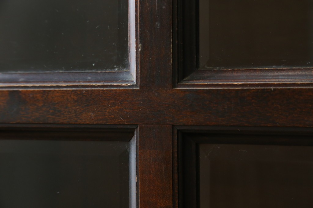 和製ヴィンテージ　松本民芸家具　落ち着いた格子ガラスが魅力のA型面取書棚　(R-087511)