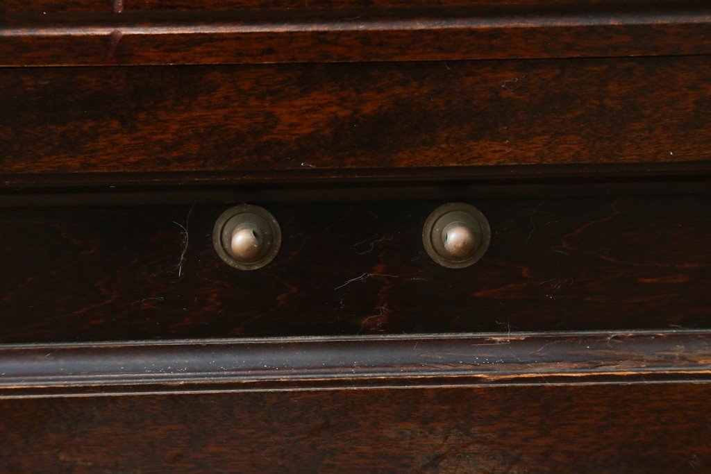 和製ヴィンテージ　松本民芸家具　落ち着いた格子ガラスが魅力のA型面取書棚　(R-087511)