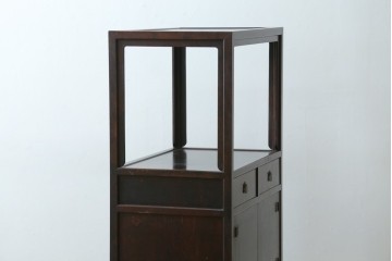 中古　美品　松本民芸家具　見せる飾り棚と隠す収納を兼ねた132型朝鮮棚　定価約55万円　(R-087513)