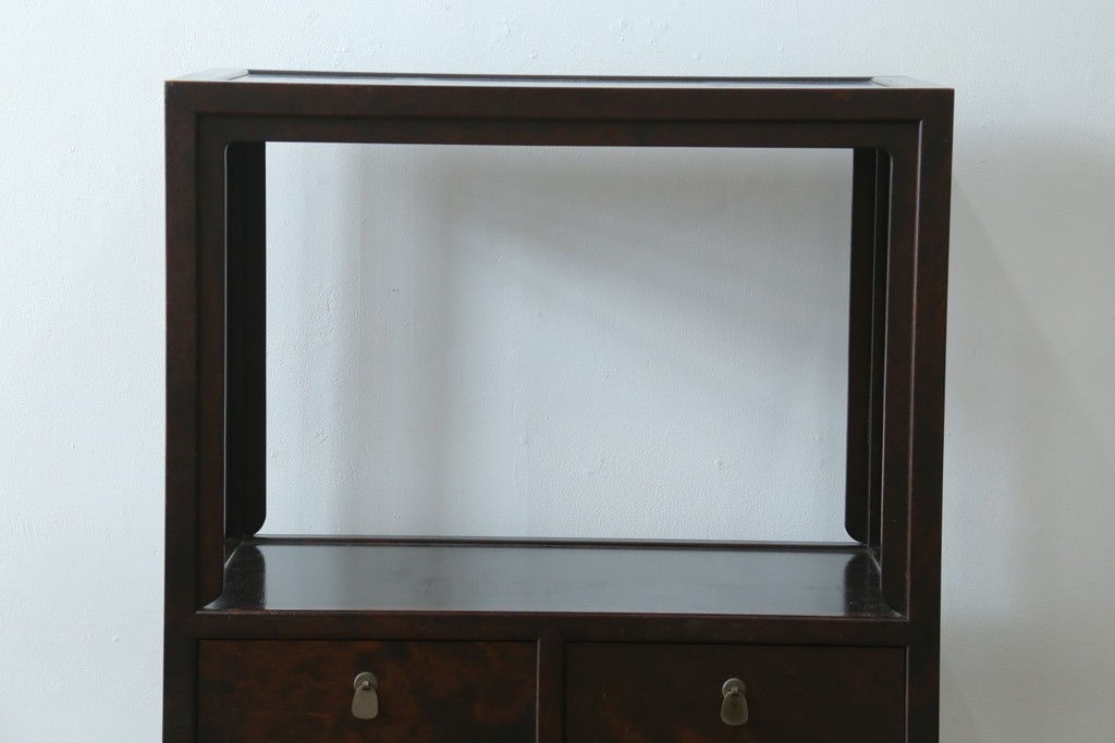 中古　美品　松本民芸家具　見せる飾り棚と隠す収納を兼ねた132型朝鮮棚　定価約55万円　(R-087513)