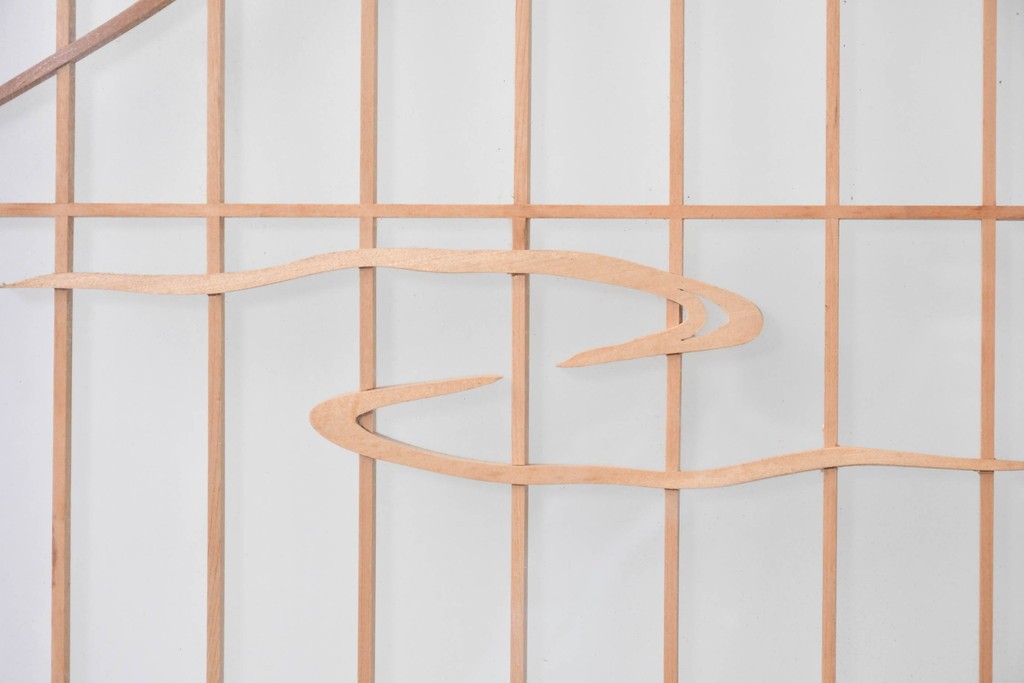 ヴィンテージ建具　昭和中期　両面ガラス　富士や松の彫刻をあしらった組子入り書院戸2枚セット　(R-087514)