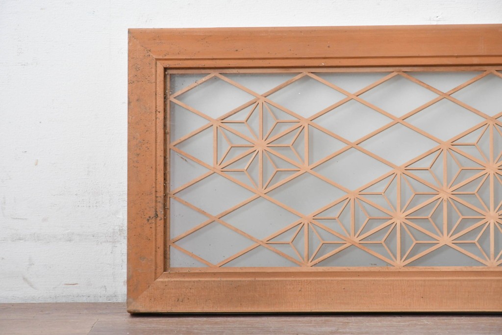 ヴィンテージ建具　昭和中期　両面ガラス　繊細な組子細工が目を引く欄間1枚　(R-087517)