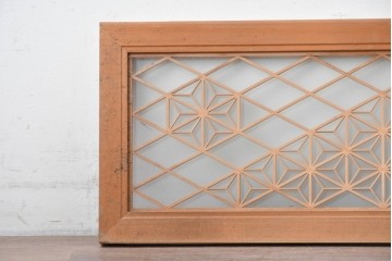ヴィンテージ建具　昭和中期　両面ガラス　繊細な組子細工が目を引く欄間1枚　(R-087517)