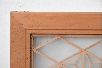 ヴィンテージ建具　昭和中期　両面ガラス　繊細な組子細工が目を引く欄間1枚　(R-087517)