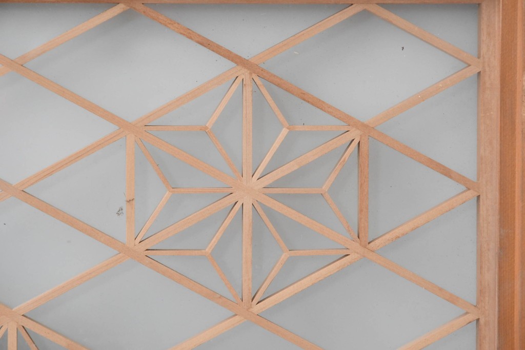 ヴィンテージ建具　昭和中期　両面ガラス　繊細な組子細工が目を引く欄間1枚　(R-087517)