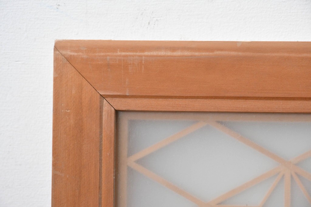 ヴィンテージ建具　昭和中期　両面ガラス　繊細な組子細工が目を引く欄間1枚　(R-087517)