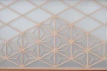 ヴィンテージ建具　昭和中期　両面ガラス　繊細な組子細工が目を引く欄間1枚　(R-087517)