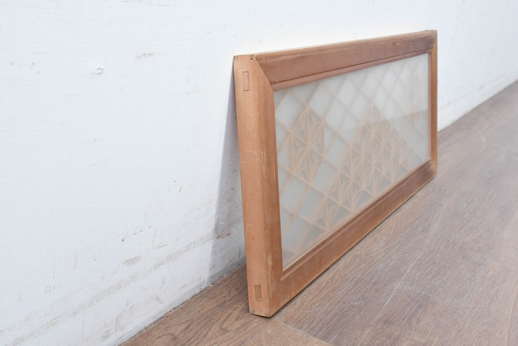 ヴィンテージ建具　昭和中期　両面ガラス　繊細な組子細工が目を引く欄間1枚　(R-087517)