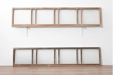 アンティーク建具　昭和初期　素朴で落ち着いた印象の明り取り2枚セット　(R-087520)