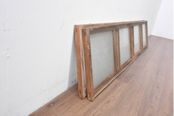 アンティーク建具　昭和初期　素朴で落ち着いた印象の明り取り2枚セット　(R-087520)