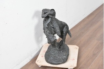 アメリカ　Frederic Remington(フレデリック・レミントン)　「The Rattlesnake(ガラガラヘビ)」　躍動感あふれるカウボーイのブロンズ像　(R-087523)