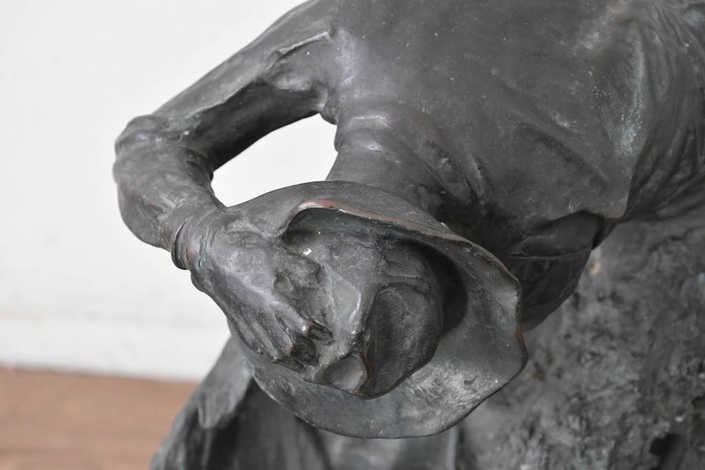 アメリカ　Frederic Remington(フレデリック・レミントン)　「The Rattlesnake(ガラガラヘビ)」　躍動感あふれるカウボーイのブロンズ像　(R-087523)
