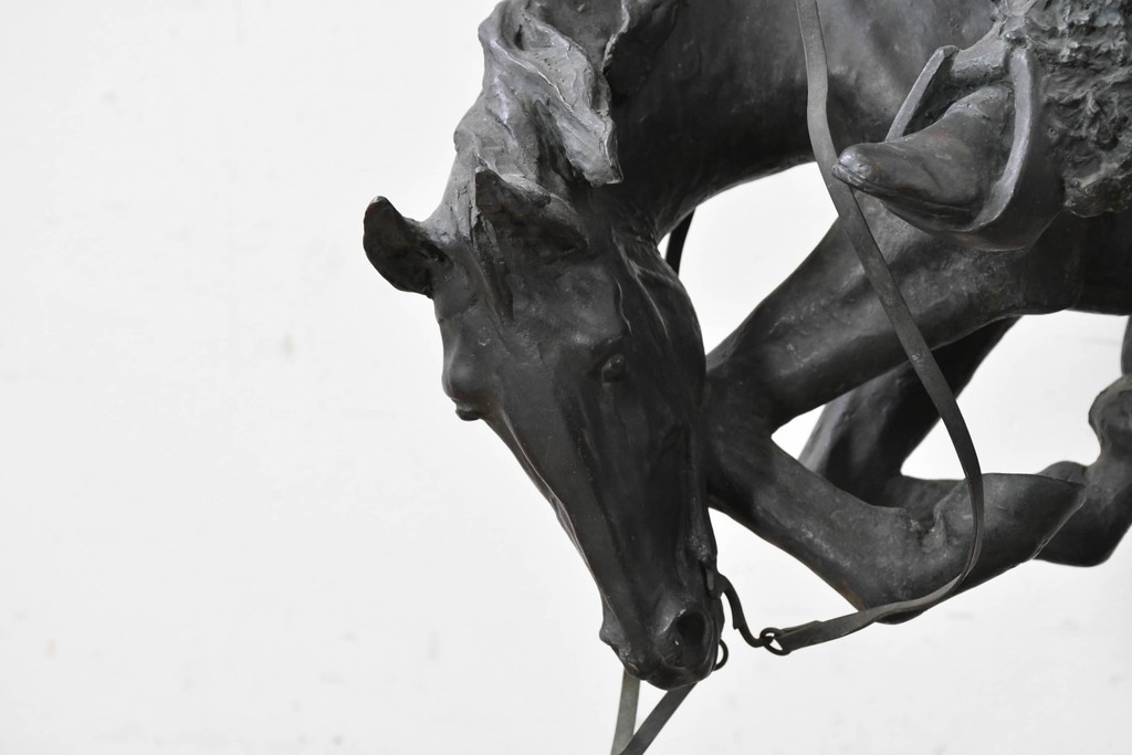 アメリカ　Frederic Remington(フレデリック・レミントン)　「The Rattlesnake(ガラガラヘビ)」　躍動感あふれるカウボーイのブロンズ像　(R-087523)