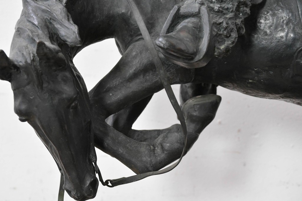 アメリカ　Frederic Remington(フレデリック・レミントン)　「The Rattlesnake(ガラガラヘビ)」　躍動感あふれるカウボーイのブロンズ像　(R-087523)