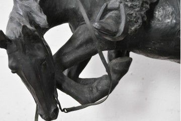 アメリカ　Frederic Remington(フレデリック・レミントン)　「The Rattlesnake(ガラガラヘビ)」　躍動感あふれるカウボーイのブロンズ像　(R-087523)