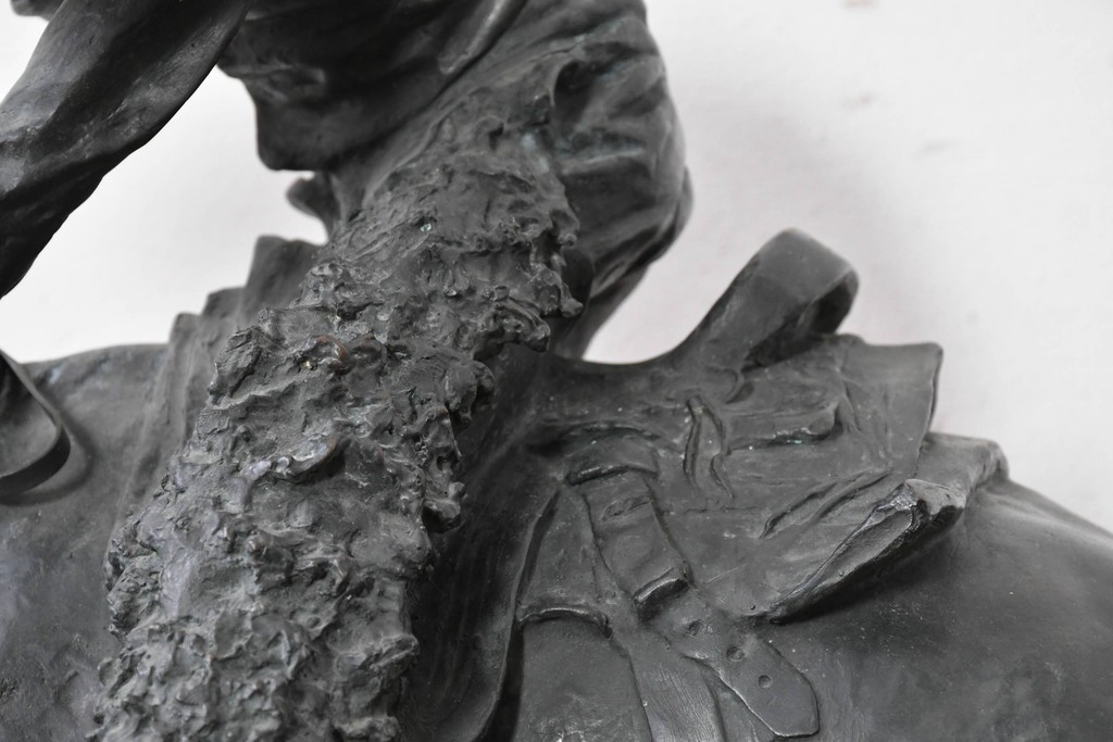 アメリカ　Frederic Remington(フレデリック・レミントン)　「The Rattlesnake(ガラガラヘビ)」　躍動感あふれるカウボーイのブロンズ像　(R-087523)