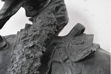 アメリカ　Frederic Remington(フレデリック・レミントン)　「The Rattlesnake(ガラガラヘビ)」　躍動感あふれるカウボーイのブロンズ像　(R-087523)