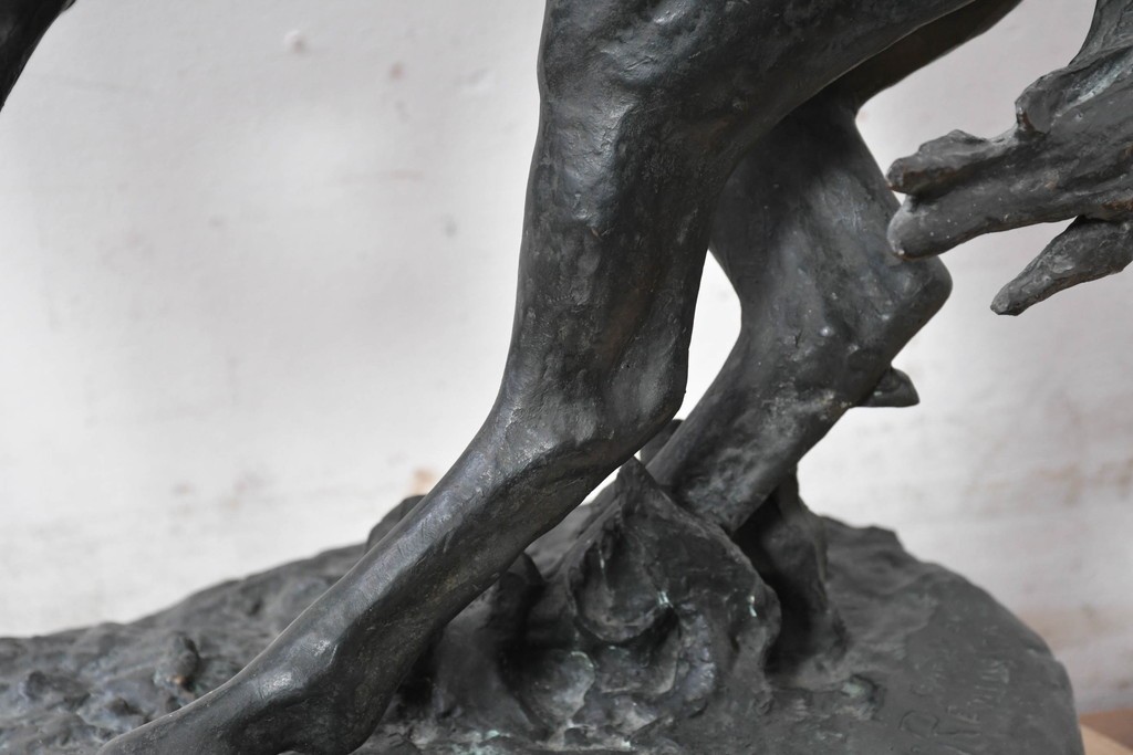 アメリカ　Frederic Remington(フレデリック・レミントン)　「The Rattlesnake(ガラガラヘビ)」　躍動感あふれるカウボーイのブロンズ像　(R-087523)