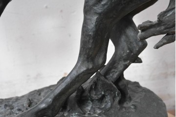 アメリカ　Frederic Remington(フレデリック・レミントン)　「The Rattlesnake(ガラガラヘビ)」　躍動感あふれるカウボーイのブロンズ像　(R-087523)