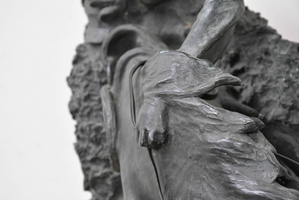 アメリカ　Frederic Remington(フレデリック・レミントン)　「The Rattlesnake(ガラガラヘビ)」　躍動感あふれるカウボーイのブロンズ像　(R-087523)