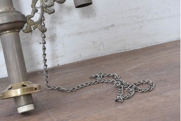 フランスヴィンテージ　希少デザイン!!　幅1700mmの大型!!　真鍮製　雫型ガラスシェード付き　重厚感のある上質なつくりの3灯照明　(R-087524)